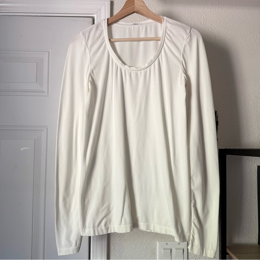 WOLFORD‎ white cotton blend scoop neck long sleeve tee t-shirt top